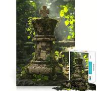 Puzzle da 1000 pezzi con re degli scacchi in pietra nella foresta, per adulti, gioco di logica, svago a casa, taglio preciso, regalo affettuoso 38x52cm