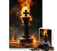 Puzzle da 1000 pezzi con re degli scacchi infuocato, ideale per ragazzi, stimola la mente, è un passatempo piacevole e richiede precisione Bordi netti Regalo di Natale perfetto (50x75cm)