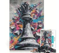 Puzzle da 1000 pezzi con regina degli scacchi,graffiti,arte,gioco di precisione,divertimento cognitivo,gioco tranquillo,regalo di compleanno (38x52cm)