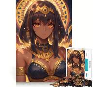 Puzzle da 1000 pezzi con regina egizia anime e gioielli dorati Divertimento assicurato,taglio laser per un incastro perfetto Attività ideale per stare insieme e rafforzare i legami affettivi (38x26cm)