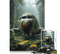 Puzzle da 1000 pezzi con relitto di aereo invaso dalla vegetazione nella foresta, ideale per ragazzi e famiglie Gioco interattivo, da assemblare con un motivo a tema natalizio (38x26cm)