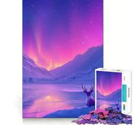 Puzzle da 1000 pezzi con renne e luci del nord per adolescenti, gioco cognitivo, passatempo rilassante, bordo premium, lista dei desideri di Babbo Natale (50x75cm)