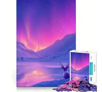Puzzle da 1000 pezzi con renne e luci del nord per adolescenti, gioco di logica chiaro, leggero e rilassante, taglio perfetto, regalo affettuoso (38x26cm)