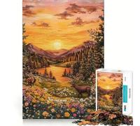 Puzzle da 1000 pezzi con ricamo di cervo al tramonto per adolescenti, giocattolo cognitivo, divertimento lento, bordo premium, scegli il desiderio di Babbo Natale 38x52cm