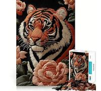 Puzzle da 1000 pezzi con ricamo di tigre per ragazzi, gioco di abilità mentale, divertimento casual, design da assemblare, regalo elegante 38x26cm