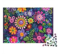 Puzzle da 1000 pezzi con ricamo floreale colorato, intricato motivo floreale psichedelico per giochi educativi per adulti, bellissima decorazione, sfida di alta difficoltà di compleanno 38x26cm