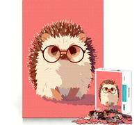 Puzzle da 1000 pezzi con riccio dagli occhiali,illustrazione artistica minimalista e graziosa,perfetto per creare abilità creative,ideale per il relax e il gioco,perfetto per l'esposizione natalizia