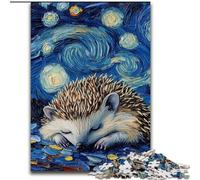 Puzzle da 1000 pezzi con riccio e cielo notturno, puzzle in legno, dimensioni 50x75cm, perfetto per adolescenti, per creare legami familiari, rompicapo e regalo fai da te per la casa.