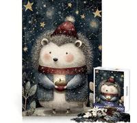 Puzzle da 1000 pezzi con riccio invernale ghianda e stelle ideale per ragazzi stimola le capacità analitiche favorisce il relax e crea un'atmosfera rilassante Taglio netto Regalo perfetto (50x75cm)