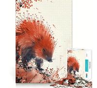 Puzzle da 1000 pezzi con riccio rosso per adolescenti, gioco di logica e concentrazione, ideale per creare un'atmosfera rilassante e sicura, perfetto come regalo di Babbo Natale (38x52cm)