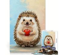 Puzzle da 1000 pezzi con riccio sorridente e mela, ideale per adolescenti, per migliorare la memoria e favorire il gioco rilassante, con bordi ben definiti 38x52cm