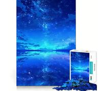 Puzzle da 1000 pezzi con riflessi blu e cielo stellato,incastro perfetto,decorazione,rompicapo,regalo,gioco rilassante,opera d'arte natalizia 38x26cm