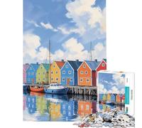 Puzzle da 1000 pezzi con riflessi colorati sul porto gioco educativo e stimolante ideale come regalo di compleanno (dimensioni 38x26cm)