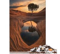 Puzzle da 1000 pezzi con riflessi di alberi in piscina nel deserto, per adulti, giocattoli educativi per l'apprendimento, giochi per famiglie, regali di compleanno per festival (38x26 cm)