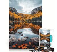 Puzzle da 1000 pezzi con riflesso autunnale sul lago,taglio liscio,gioco di logica,regalo,momento di relax,opera d'arte natalizia (38x26cm)
