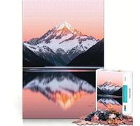 Puzzle da 1000 pezzi con riflesso di montagna innevata al tramonto, ideale per adolescenti Rafforza la memoria, rilassante e divertente Bordi lisci Lista dei desideri di Babbo Natale (38x52cm)