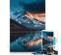 Puzzle da 1000 pezzi con riflesso di montagna innevata in un lago, ideale per ragazzi Gioco rilassante, evasione dalla realtà, bordi precisi, (38x52cm)