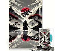 Puzzle da 1000 pezzi con riflesso di un samurai in un paesaggio monocromatico, ideale per adolescenti Gioco di allenamento mentale, relax e arte da assemblare, (38x26cm)