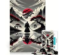 Puzzle da 1000 pezzi con riflesso di un samurai in un paesaggio monocromatico, ideale per ragazzi Gioco di logica, divertente e rilassante, con taglio liscio Un regalo perfetto (50x75cm)