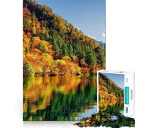 Puzzle da 1000 pezzi con riflesso nella foresta autunnale,taglio perfetto,divertente e intelligente,ideale per un momento di svago e divertimento in un'atmosfera accogliente,perfetto per un compleanno