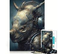 Puzzle da 1000 pezzi con rinoceronte biomeccanico,bordo perfetto,gioco intelligente,sfida divertente,gioco lento,regalo di compleanno (50x75cm)
