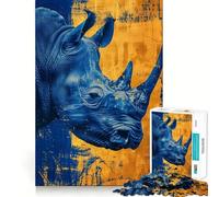 Puzzle da 1000 pezzi con rinoceronte e oro per ragazzi, gioco di logica stimolante, momento di relax, bordi trasparenti, regalo creativo (38x26cm)