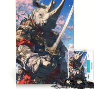 Puzzle da 1000 pezzi con rinoceronte samurai per adulti, migliora la memoria, divertimento rilassante, bordi affilati, regalo per le vacanze (38x52cm)