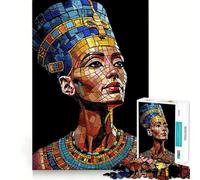 Puzzle da 1000 pezzi con ritratto a mosaico di Nefertiti per adulti, ideale per rafforzare la memoria, rilassarsi e divertirsi Un regalo di qualità per le festività (50x75cm)