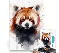 Puzzle da 1000 pezzi con ritratto ad acquerello di panda rosso per adolescenti, gioco di puzzle stimolante per il relax, design chiaro e accattivante, regalo per le festività (50x75cm)