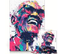 Puzzle da 1000 pezzi con ritratto colorato di Ray Charles per ragazzi, gioco intelligente per interni, taglio preciso, (50x75cm)