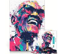 Puzzle da 1000 pezzi con ritratto colorato di Ray Charles per ragazzi, gioco intelligente per interni, taglio preciso, (50x75cm)