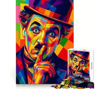 Puzzle da 1000 pezzi con ritratto colorato in stile Pop Art di Charlie Chaplin, ideale per adulti, per stimolare la mente e creare un'attività rilassante Taglio di alta qualità, perfetto come regalo