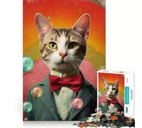 Puzzle da 1000 pezzi con ritratto del gatto Mr Dapper, ideale per adolescenti, per rafforzare la memoria, perfetto per la casa e il tempo libero, con bordi puliti e un regalo prezioso (38x52cm)