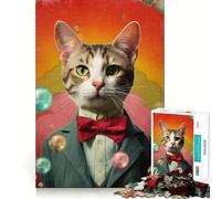 Puzzle da 1000 pezzi con ritratto del gatto Mr Dapper, ideale per adulti, per concentrazione e relax Un gioco rilassante con bordi netti, perfetto per creare un desiderio di Babbo Natale (50x75cm)