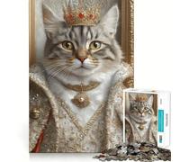 Puzzle da 1000 pezzi con ritratto del Re Gatto del Bengala,decorazione elegante e funzionale,attività stimolante per la mente,momento di relax,regalo di Natale divertente (38x52cm)