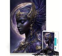 Puzzle da 1000 pezzi con ritratto della dea Iside in viola e oro per adulti, ideale per rafforzare la memoria, un passatempo casalingo, con bordi netti ed elegante (50x75cm)