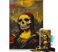 Puzzle da 1000 pezzi con ritratto della Gioconda e teschio per adolescenti, gioco cognitivo, divertimento lento, bordo premium, Babbo Natale, scegli 38x26cm