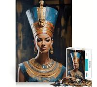 Puzzle da 1000 pezzi con ritratto della regina egizia Nefertiti, per adulti, gioco di logica fine, divertimento silenzioso, bordi puliti, regalo memorabile (38x52cm)