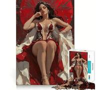 Puzzle da 1000 pezzi con ritratto della regina in abito rosso per adolescenti, stimola la memoria, favorisce il relax, facilita il taglio e dona un tocco di stile (50x75cm) Regalo elegante