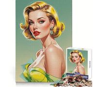 Puzzle da 1000 pezzi con ritratto di adolescente pin-up dai capelli gialli, hobby rilassante, incastro perfetto, regalo di Natale accogliente (50x75cm)
