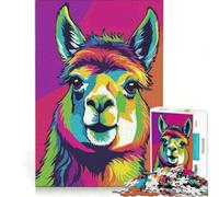 Puzzle da 1000 pezzi con ritratto di alpaca in stile pop art, gioco interattivo, regalo di compleanno, compleanno e Natale 38x52cm