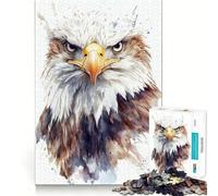 Puzzle da 1000 pezzi con ritratto di aquila calva ad acquerello,ideale per ragazzi,gioco stimolante per la mente,montaggio sicuro e divertente per tutta la famiglia (50x75cm)