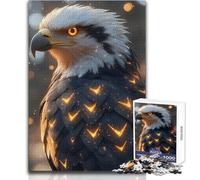 Puzzle da 1000 pezzi con ritratto di aquila infuocata, animale, rilassante, attività per il tempo libero, taglio di precisione, bordo liscio, giocattolo da gioco, dimensioni 50x75cm