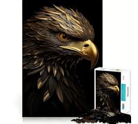 Puzzle da 1000 pezzi con ritratto di aquila nera e dorata,taglio senza soluzione di continuità,gioco di logica,regalo,gioco casual,decorazione natalizia per la casa (38x52cm)