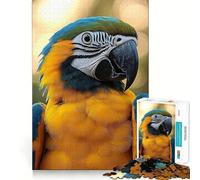 Puzzle da 1000 pezzi con ritratto di ara blu e oro,con giunture precise,gioco di costruzione che favorisce la concentrazione,gioco tranquillo,ideale per feste di compleanno 38x26cm