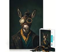 Puzzle da 1000 pezzi con ritratto di asino steampunk per adolescenti, gioco cognitivo, divertimento lento, bordo premium, Babbo Natale, scegli 50x75cm