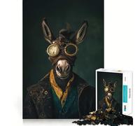 Puzzle da 1000 pezzi con ritratto di asino steampunk per ragazzi, giocattolo intelligente per la casa, taglio preciso, regalo premuroso 38x26cm