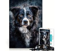 Puzzle da 1000 pezzi con ritratto di Border Collie,taglio impeccabile Divertente gioco rompicapo cognitivo,ideale per i momenti di relax,regalo artistico di Natale 50x75cm