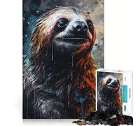 Puzzle da 1000 pezzi con ritratto di bradipo a carboncino,taglio premium,gioco creativo per stimolare la mente,momento di pace e divertimento,decorazione natalizia da parete (50x75cm)