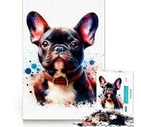 Puzzle da 1000 pezzi con ritratto di bulldog francese ad acquerello,ideale per adulti,gioco di memoria e allenamento della mente Taglio laser per un incastro alleviare lo stress